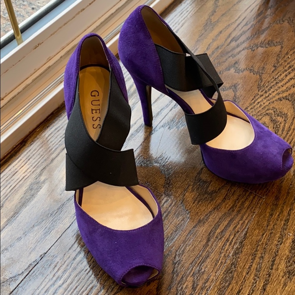 Purple suede heels